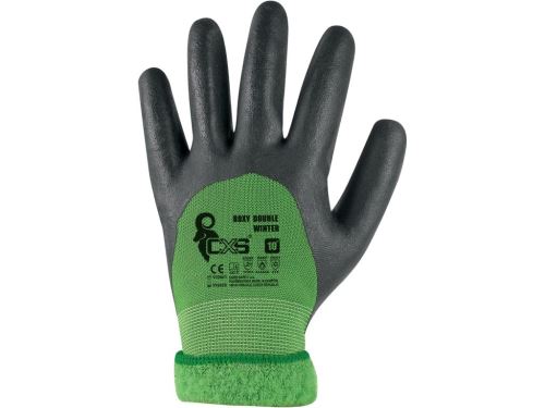 CXS DOUBLE ROXY WINTER / Zimní rukavice máčené v nitrilu - zelená/černá 10