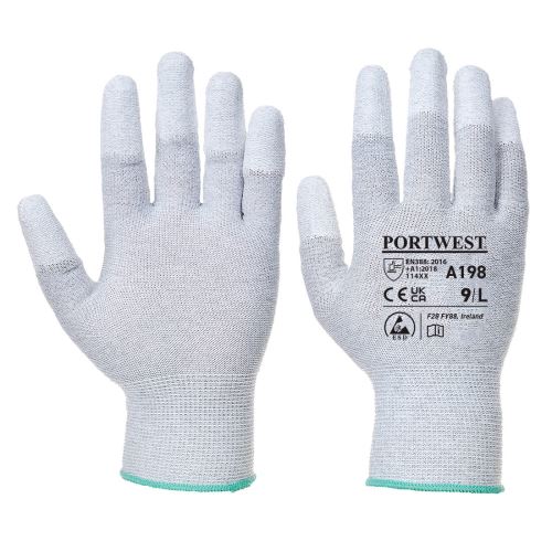 PORTWEST ESD FINGERTIP A198 / Antistatické rukavice, konečky prstů máčené v PU