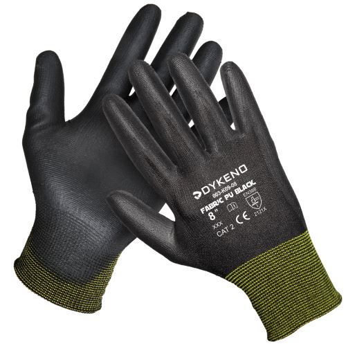 DYKENO FABRIC PU BLACK 003-K09 / Povrstvené textilní rukavice