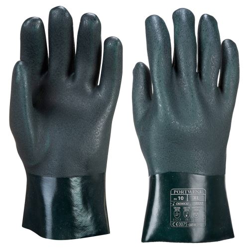 PORTWEST A827 / Dvakrát máčené PVC rukavice 27 cm XL