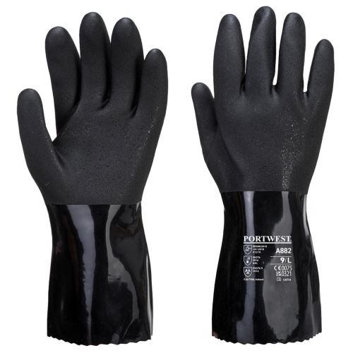 PORTWEST ESD A882 / Antistacké chemické rukavice, dvakrát máčené v PVC