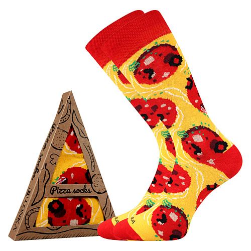 LONKA PIZZA / Bavlněné ponožky s pizzou v krabičce