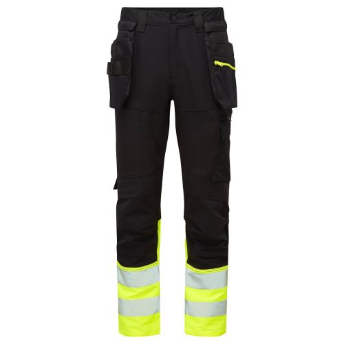 PORTWEST DX457 HI-VIS CRAFT / Reflexní pracovní kalhoty do pasu s odnímatelným pouzdrem