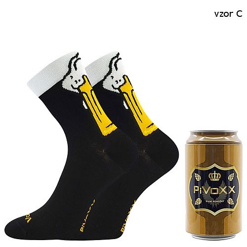 VoXX PIVoXX + PLECHOVKA / Pánské bavlněné ponožky s pivním motivem