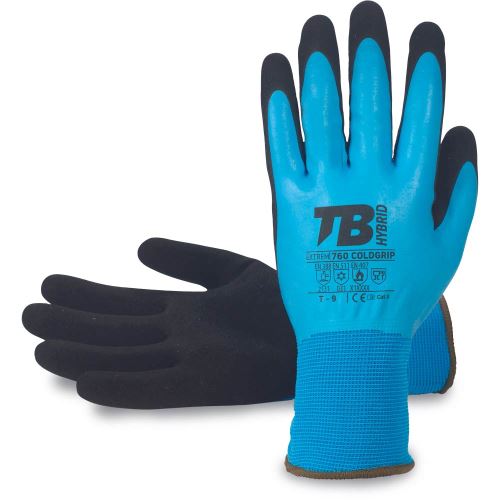 TB 760 COLDGRIP / Celomáčené rukavice v modrém latexu