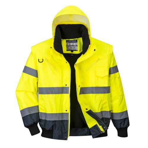 PORTWEST HI-VIS BOMBER CONTRAST C465 / Zateplený reflexní bomber 3v1