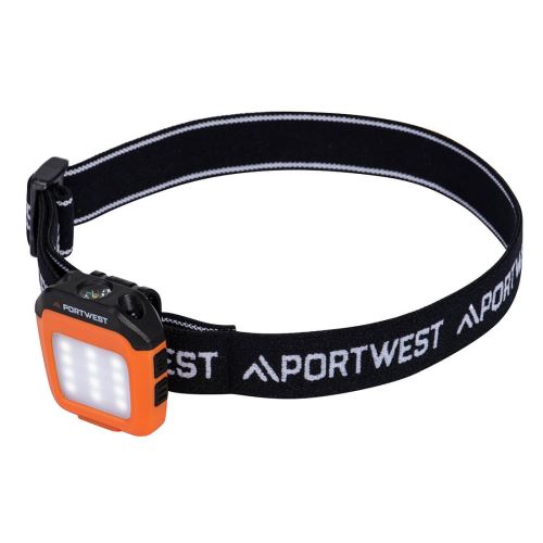 PORTWEST PA74 / USB dobíjecí multifunkční LED světlo na čepici - oranžová/černá