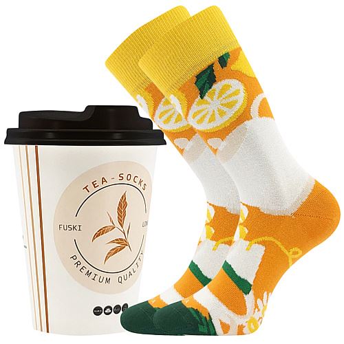 LONKA TEA / Bavlněné ponožky s motivem čaje v kelímku