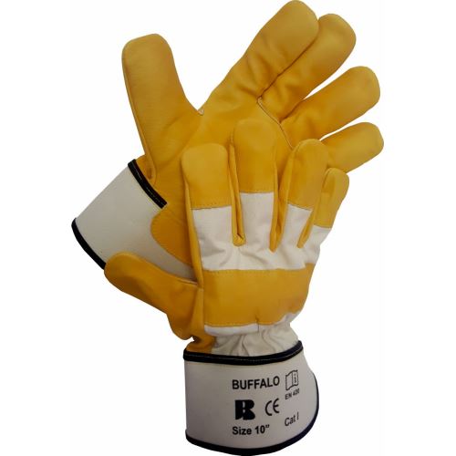 BAN BUFFALO 3038 / Kombinované rukavice - oranžová/bílá 8