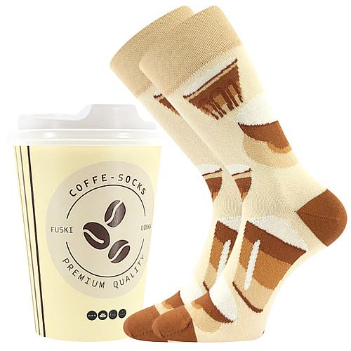 LONKA COFFEE / Vtipné bavlněné ponožky s motivem kávy