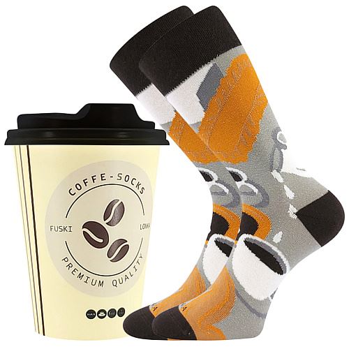 LONKA COFFEE / Vtipné bavlněné ponožky s motivem kávy