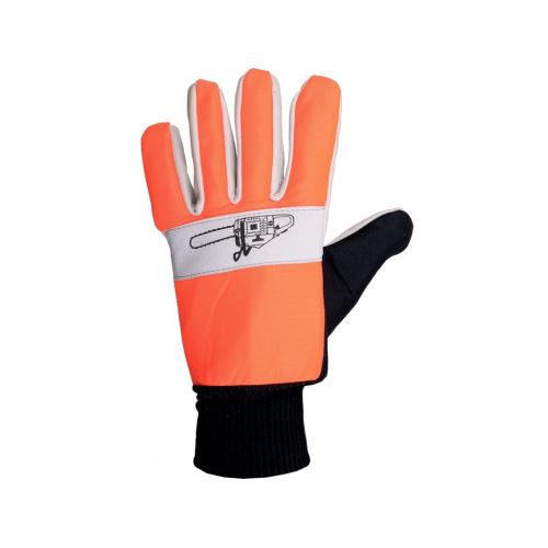 CXS TEMA / Celokožené rukavice s potiskem pily - oranžová/černá 10