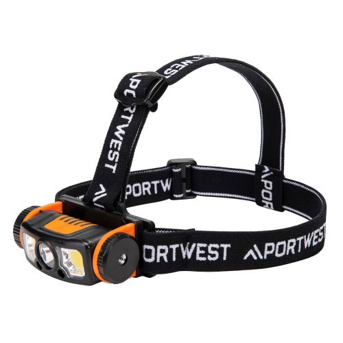 PORTWEST PA76 / USB LED čelovka se senzorem pohybu - černá/oranžová