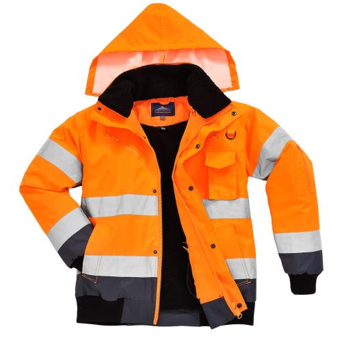 PORTWEST HI-VIS BOMBER CONTRAST C465 / Zateplený reflexní bomber 3v1