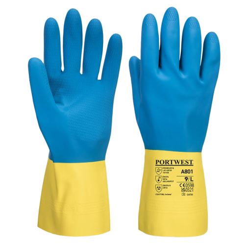 PORTWEST DOUBLE DIPPED A801 / Chemická rukavice, dvojí latexový nátěr