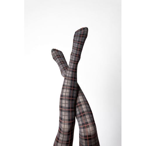 LADYB SARA 20/40 DEN / Dámské pončucháčové ponožky s kostkovaným vzorem (silonky)
