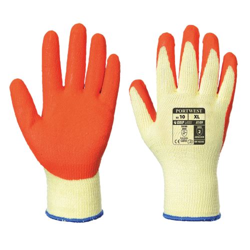 PORTWEST GRIP A109 / Máčené latexové rukavice s úpletem