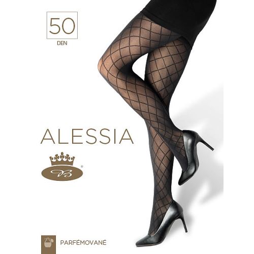 LADYB ALESSIA 50 DEN / Dámské punčocháčové kalhoty se vzorem kosočtverců (silonky)