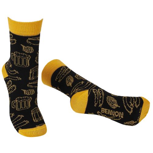 BENNONKY BEER SOCKS BLACK/YELLOW / Ponožky, motiv piva