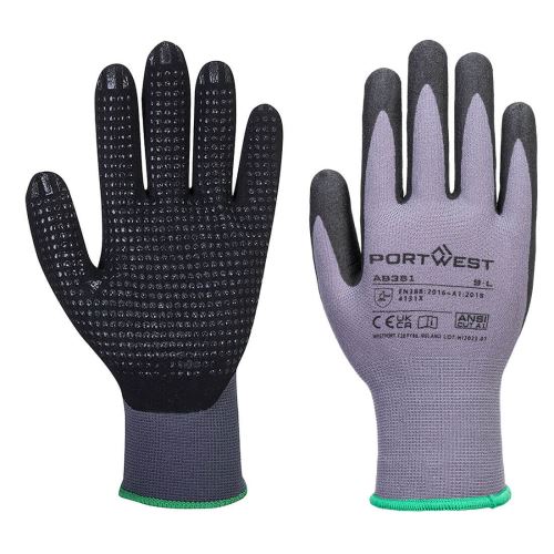 PORTWEST DERMIFLEX PLUS ESSENTIAL AB351 / Nitrilové rukavice s tečkami na dlani, 12ks v balení