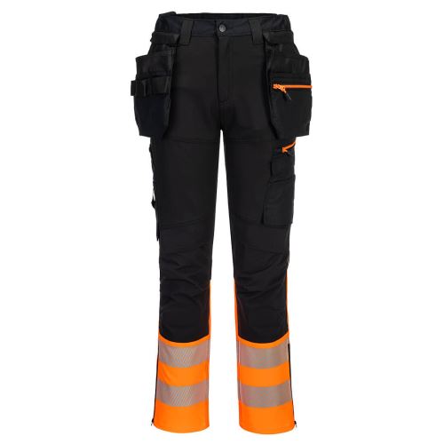 PORTWEST DX457 HI-VIS CRAFT / Reflexní pracovní kalhoty do pasu s odnímatelným pouzdrem