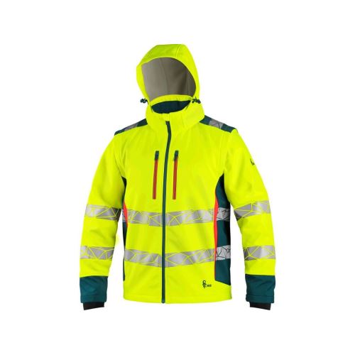 CXS BEDFORD / Výstražná softshellová bunda s odepínací kapucí a rukávy