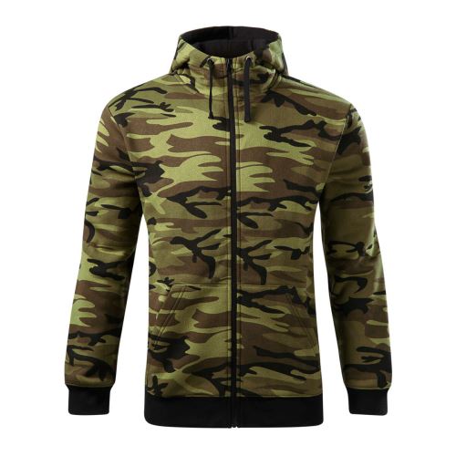 MALFINI CAMO ZIPPER C19 / Pánská camouflage mikina s kapucí