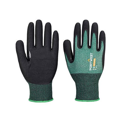 PORTWEST SG GRIP15 ECO AP15 / Nitrilové rukavice, 12 ks v balení - černá/zelená