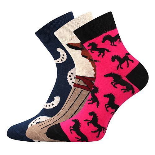 BOMA XANTIPA 64 / Dámské bavlněné ponožky s motivem koně