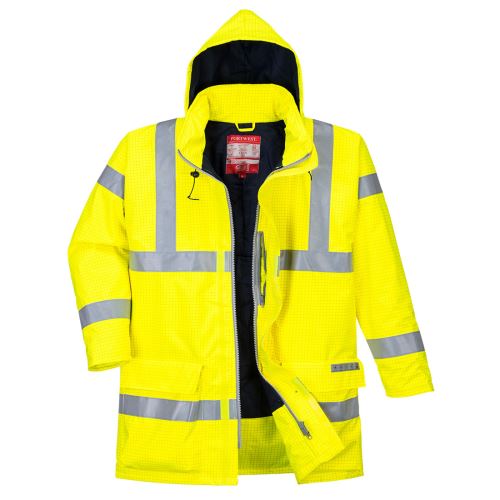 PORTWEST HI-VIS BIZFLAME S778 / Nehořlavá reflexní bunda do deště, antistatická