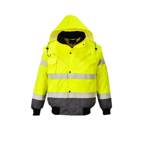 PORTWEST HI-VIS BOMBER CONTRAST C465 / Zateplený reflexní bomber 3v1