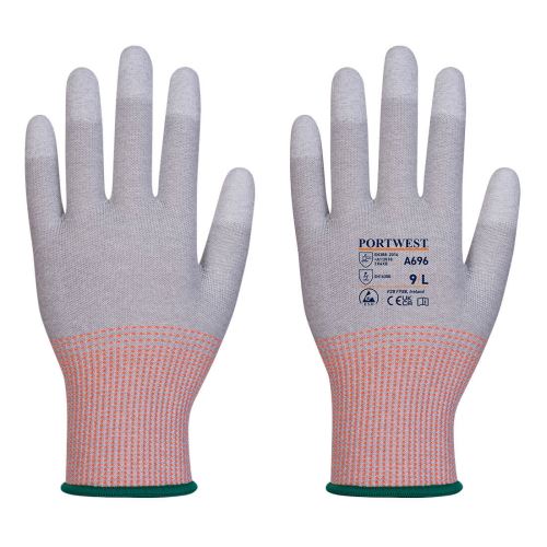 PORTWEST A696 / Neprořezné rukavice, úroveň B, PU konečky prstů, ESD, 12 ks v balení