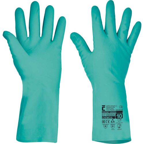 CERVA GREBE GREEN / Nitrilové chemické rukavice