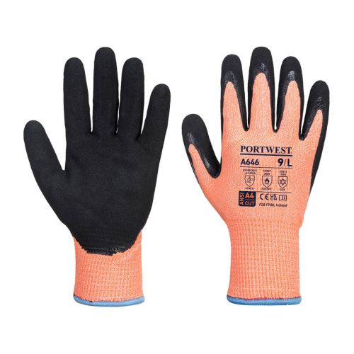 PORTWEST VIS-TEX HR CUT A646 / Zimní protipořezové nitrilové rukavice, úroveň D