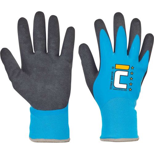 CERVA TETRAX WINTER / Máčené zateplené pletené rukavice, latex