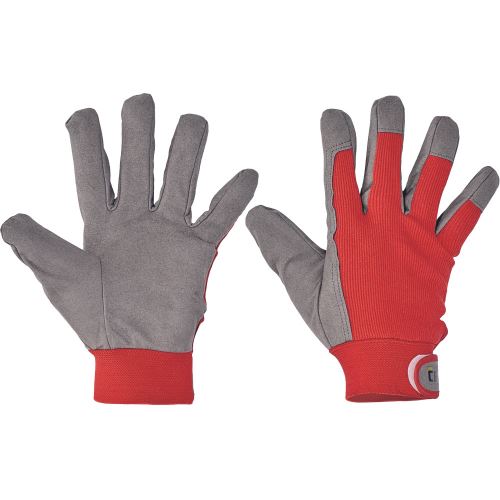 CERVA THRUSH / Kombinované rukavice - červená/šedá 10