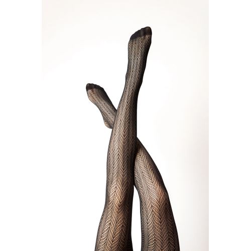 LADYB ALICE / Dámské punčocháčové kalhoty se vzorem rybí kosti (silonky)