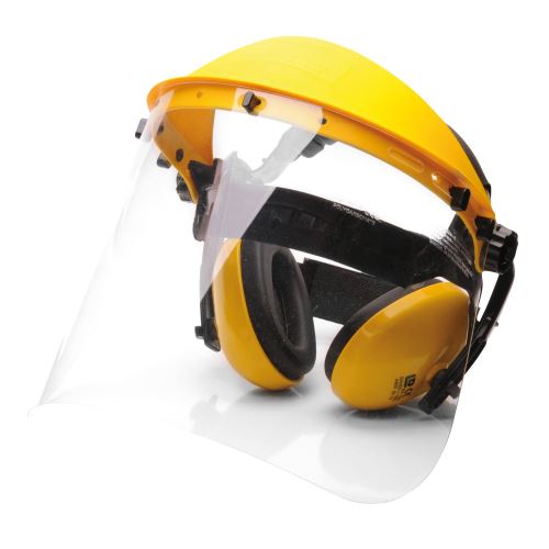 PORTWEST PW90 / Balíček OPP, hledí s čelenkou s ochranou čela a chrániči sluchu - žlutá Univerzální